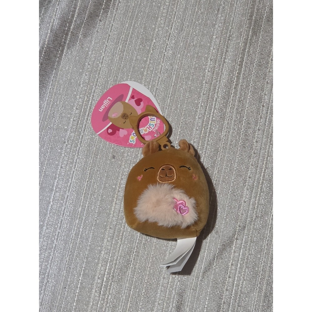 Original Squishmallows Lijjian The Valentine's Capybara 3.5" Clip-On Plush w/Tag